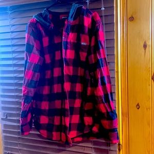Red and black plaid blouse